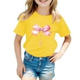 thumbnail image 1 of WOYY Toddler Girls Bow Print Graphic Tee Short Sleeve Summer T Shirt Cotton Casual T-Shirt, 1 of 3