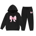 thumbnail image 1 of WOYY Toddler Girls Bow Sweatsuit Casual Hoodie Sweatpants Outfits, Sizes 2-3T, 1 of 3