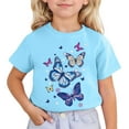 thumbnail image 1 of WOYY Toddler Girls Butterfly Print Short Sleeve T-Shirt Summer Casual T Shirt, Sizes 3-13, 1 of 3