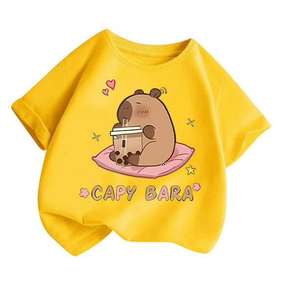 WOYY Toddler Girls Cartoon Animal T-Shirt Graphic Tee Short Sleeve Crew T Shirt, Sizes 2-14