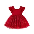 thumbnail image 1 of WOYY Toddler Girls Casual Dresses Ruffle Sleeveless Square Neck Princess Tutu Dress, Red, 1 of 5