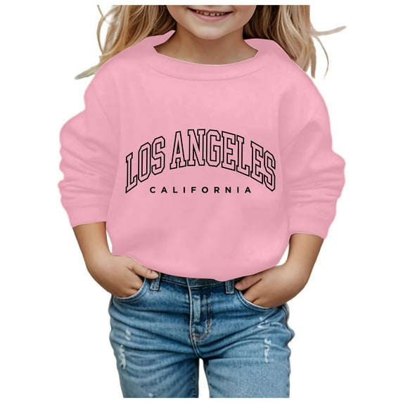 WOYY Toddler Girls Casual Hoodie Los Angeles Print Hooded Sweatshirt Loose Sports Pullover Top
