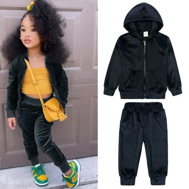 WOYY Toddler Girls Casual Outfits Unisex Solid Warm Sweatsuits Hoodie + Sweatpants