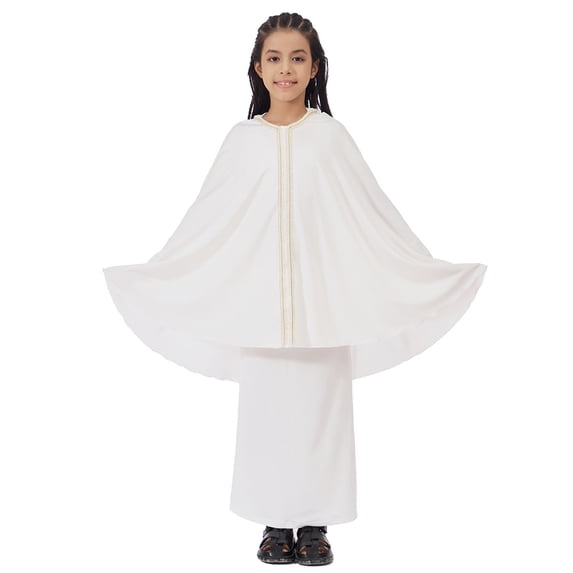 WOYY Toddler Girls Casual Solid Long Sleeve Abaya with Hijab Outfits, 2-Piece, Sizes 4-5T