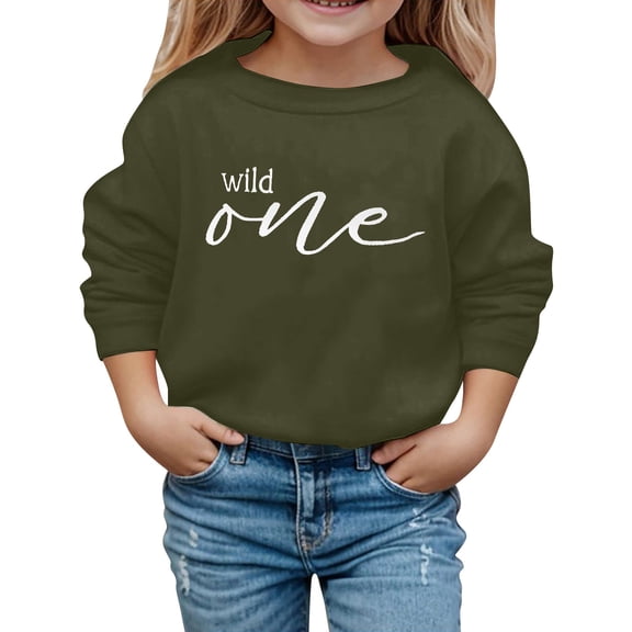 WOYY Toddler Girls Sweatshirt Letter Print Crew Neck Pullover Casual Sweatshirts, Sizes 3-4T