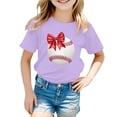 thumbnail image 1 of WOYY Toddler Girls Casual T Shirt Baseball Printed Short Sleeve T-Shirt Summer Sport Tee Shirt, 1 of 3