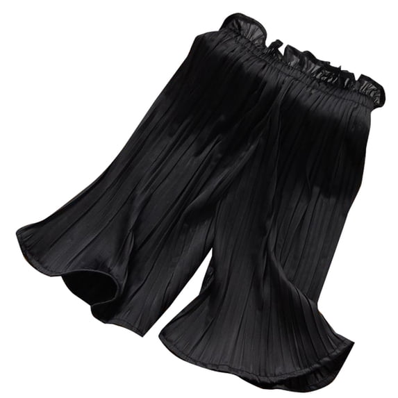 WOYY Toddler Girls Chiffon Pleated Wide Leg Pants Lightweight Ruffle High Rise Flowy Pants