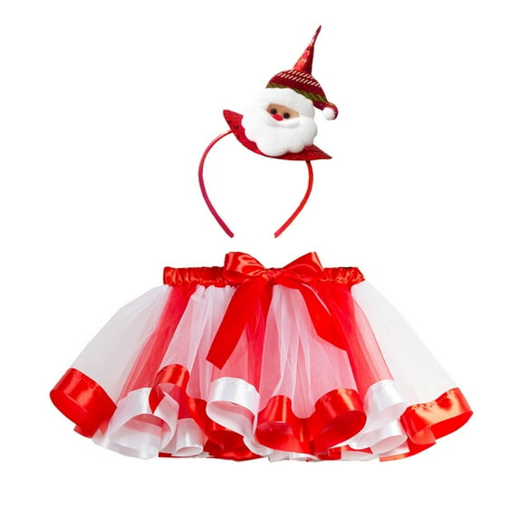 WOYY Toddler Girls Christmas Dance Party Tutu Skirt Pettiskirt with Hairband, Sizes 2-11