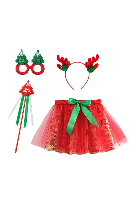 Toddler Girls Christmas Party Tutu Skirt Performance Dance Skirt Outfits, Sizes 2-8