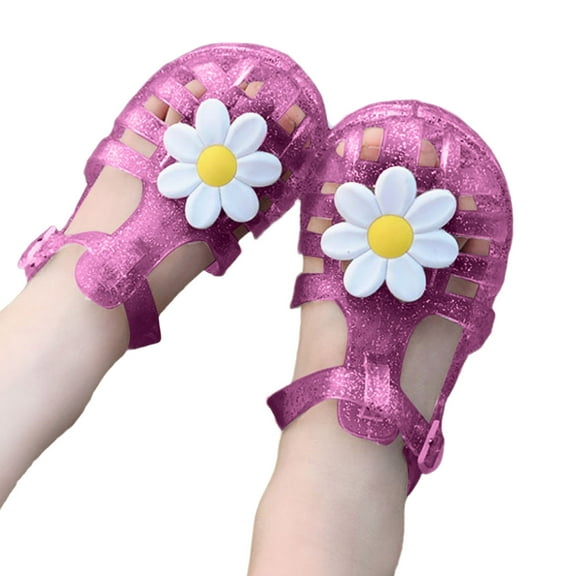 WOYY Toddler Girls Close Toe Jelly Sandals with Sunflower (Toddler/Little/Big Kids)