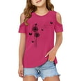 thumbnail image 1 of WOYY Toddler Girls Cold Shoulder Graphic T-Shirt Casual Short Sleeve T Shirt, Sizes 3-12, 1 of 5