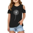thumbnail image 1 of WOYY Toddler Girls Cold Shoulder T Shirt Dandelion Print Short Sleeve T-Shirt, Sizes 3-12, 1 of 5