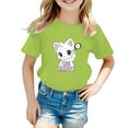 thumbnail image 1 of WOYY Toddler Girls Cute Graphic Tee Cartoon Cat Print Cotton Short Sleeve T-Shirt, Sizes 3-12, 1 of 4