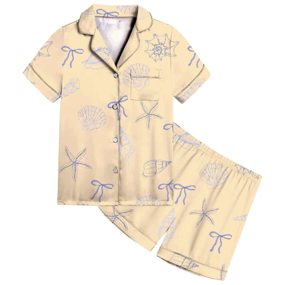 WOYY Toddler Girls Cute Ocean Print Short Sleeve Top Shorts Outfits Sleepwear, Sizes 2-3T