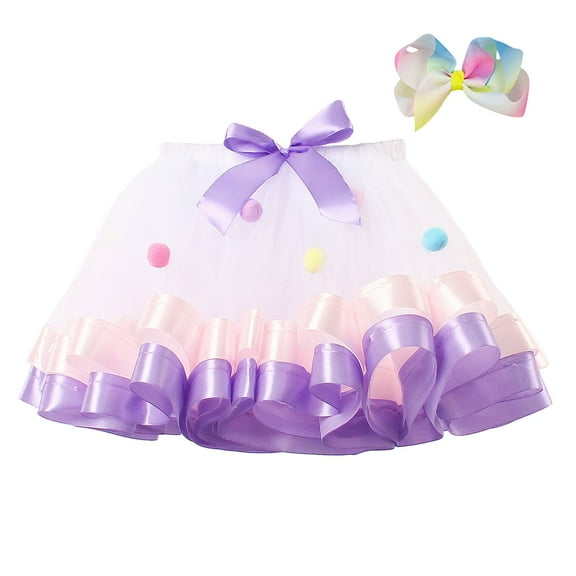 WOYY Toddler Girls Dance Party Tutu Skirt Pettiskirt Tulle Skirt with Bow, Sizes 2-11