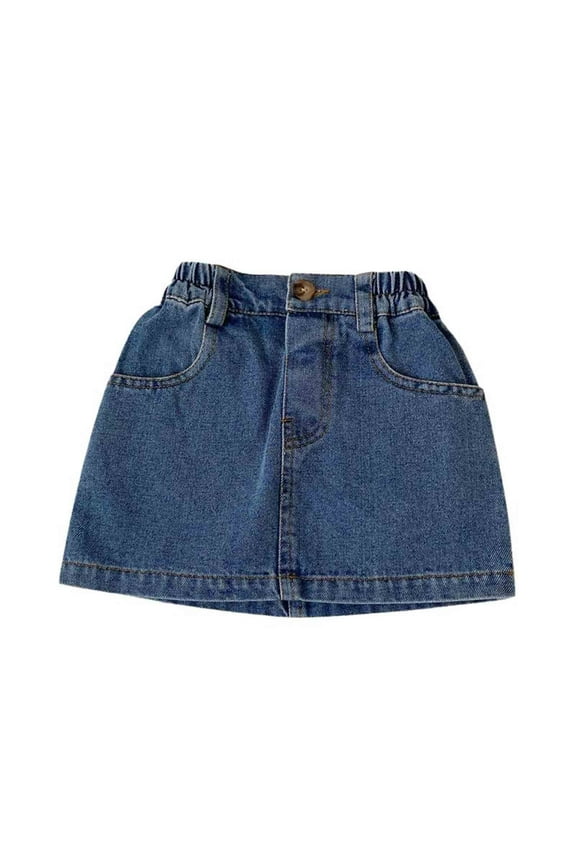 Toddler Girls Mini Denim Skirt Summer Elastic Waist Bodycon Jean Skirt, Sizes 3-4