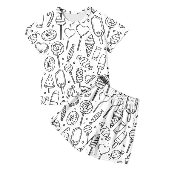 WOYY Toddler Girls Diy Hand Painted Pajamas Coloring Homewear Shorts Set, Sizes 2-12