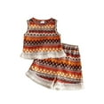 thumbnail image 1 of WOYY Toddler Girls Ethnic Style Outfits Striped Tassels Tank Top & Shorts Set, Sizes 2-7, 1 of 4