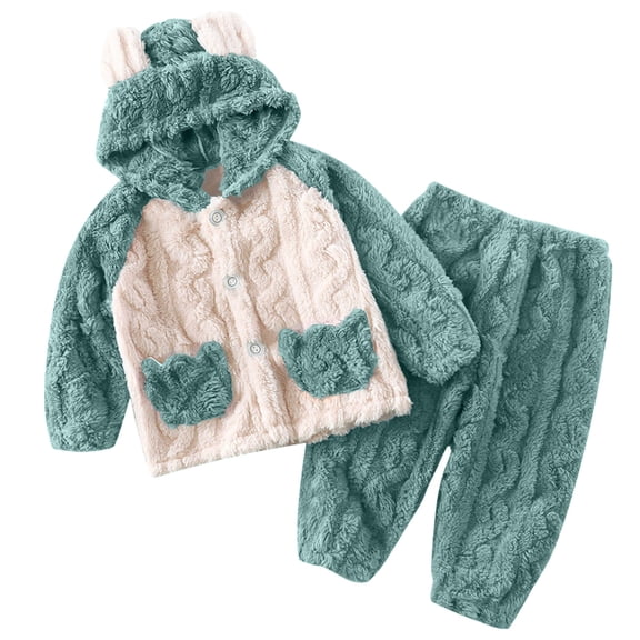 WOYY Toddler Girls Flannel Outfits Soft Warm Coat Pants Winter Casual Loungewear Outerwear