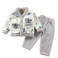 thumbnail image 1 of WOYY Toddler Girls Flannel Pajamas Autumn Winter Thicken Warm Sleepwear Button Top Pants Pjs Set, 1 of 3