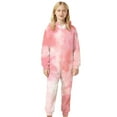 thumbnail image 1 of WOYY Toddler Girls Flannel Union Suit Pajama Tie Dyed Hooded Jumpsuit, Sizes 3-4T, 1 of 5