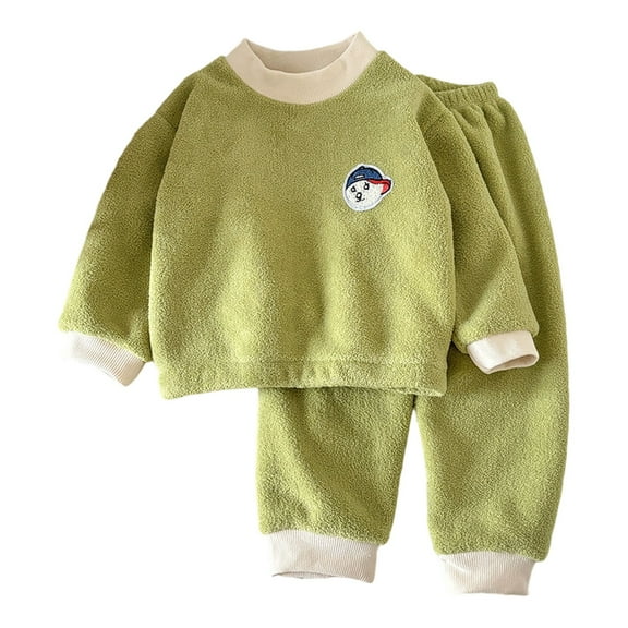 WOYY Toddler Girls Fuzzy Pajamas Long Sleeve Top Pants Warm Sleepwear, Sizes 3-4T