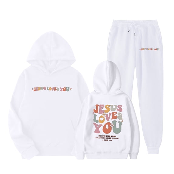 WOYY Toddler Girls -Lined Letter Hoodie Sweatpants Set Kids Tracksuit, Sizes 3-4T