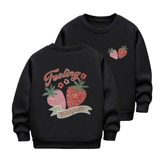 WOYY Toddler Girls Sweatshirt Strawberry Print Crewneck Casual Pullover Sweatshirts