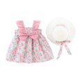 thumbnail image 1 of WOYY Toddler Girls Floral Dress Sleeveless Bow Birthday Party Princess Dress with Hat, 1 of 8