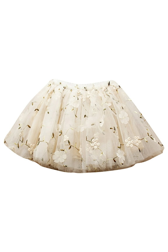 Toddler Girls Floral Embroidery Tutu Skirt Birthday Party Tulle Skirt, Sizes 12M-5T