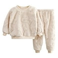 thumbnail image 1 of WOYY Toddler Girls Fuzzy Warm Pajamas Jacquard Homewear Long Sleeve Top Pants Set, Sizes 2-9, 1 of 3