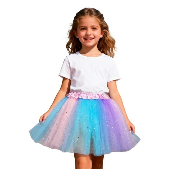 WOYY Toddler Girls Glitter Party Tutu Skirt Carnival High Waist Tulle Skirt