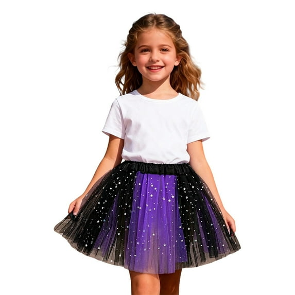 WOYY Toddler Girls Glitter Party Tutu Skirt Carnival High Waist Tulle Skirt
