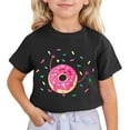thumbnail image 1 of WOYY Toddler Girls Doughnut Print Short Sleeve T Shirt Summer Casual T-Shirt, Sizes 3-13, 1 of 3