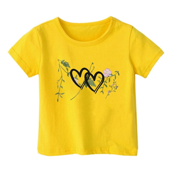 WOYY Toddler Girls Graphic T-Shirt Short Sleeve Round Neck T Shirt Summer Casual Tshirt
