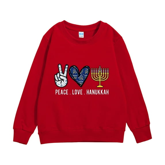 WOYY Toddler Girls Hanukkah Menorah Sweatshirt Graphic Warm Crewneck Pullover Sweatshirts