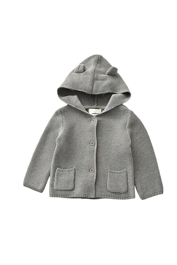 Toddler Girls Hooded Sweater Bear Ears Hooded Knitted Cardigan Coat, Sizes 2-3T