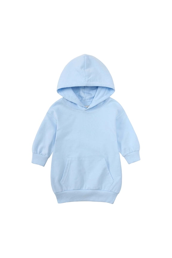 Toddler Girls Hoodie Dress Casual Solid Long Sleeve Hooded Sweatshirt, Sizes 3-4T