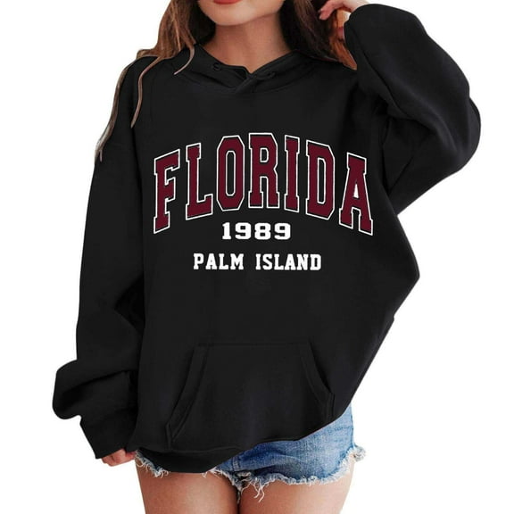 WOYY Toddler Girls Hoodie Florida Printed Loose Pullover Hooded Sweatshirt with Pockets