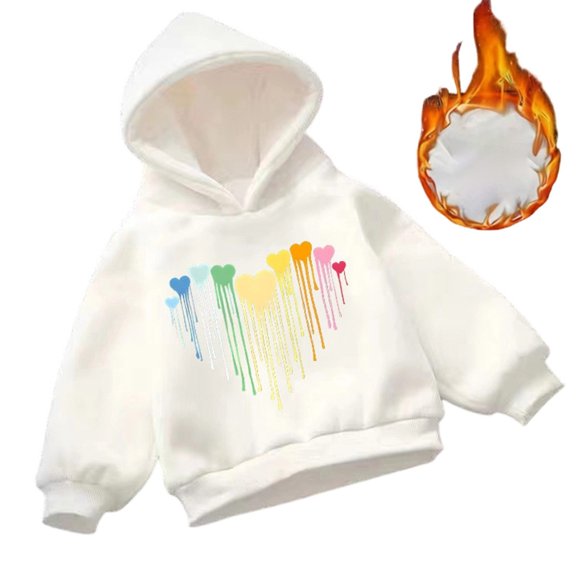 WOYY Toddler Girls Hoodie Heart Print Fleece Hooded Sweatshirt Outerwear, Sizes 4-5T