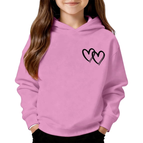 WOYY Toddler Girls Hoodie Heart Print Hooded Sweatshirt Casual Soft Hoodies, Sizes 2-3T