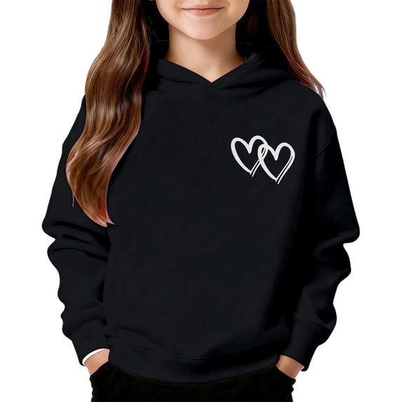 WOYY Toddler Girls Hoodie Heart Print Hooded Sweatshirt Casual Soft Hoodies, Sizes 2-3T