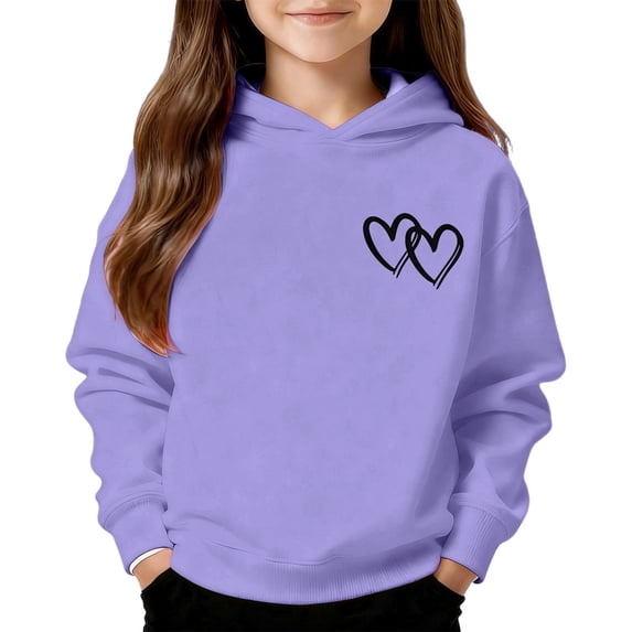 WOYY Toddler Girls Hoodie Heart Print Hooded Sweatshirt Casual Soft Hoodies, Sizes 4-5T