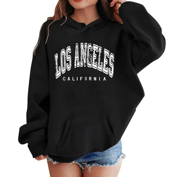 WOYY Toddler Girls Hoodie Oversized Los Angeles Printed Hooded Sweatshirt