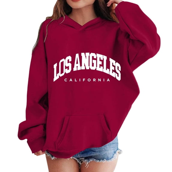 WOYY Toddler Girls Hoodies Los Angeles Print Long Sleeve Hooded Sweatshirt, Sizes 3-4T