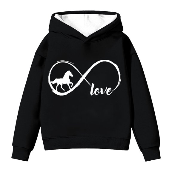 WOYY Toddler Girls Horse Print Hoodie Cozy Casual Hooded Sweatshirt, Sizes 2-3T