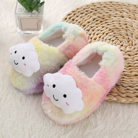 WOYY Toddler Girls House Slippers Cute Cartoon Winter Warm Soft Soled Non Shoes