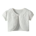 thumbnail image 1 of WOYY Toddler Girls Lace Princess Cardigan Top Summer Short Sleeve Shirt, White, 1 of 4