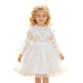 thumbnail image 1 of WOYY Toddler Girls Lace Ruffle Tulle Princess Dress Long Sleeve Birthday Party Dress,White, 1 of 8