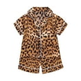 thumbnail image 1 of WOYY Toddler Girls Leopard Pajamas Short Sleeve Button Down Shirt Shorts Sleepwear, 2-Piece, 1 of 3